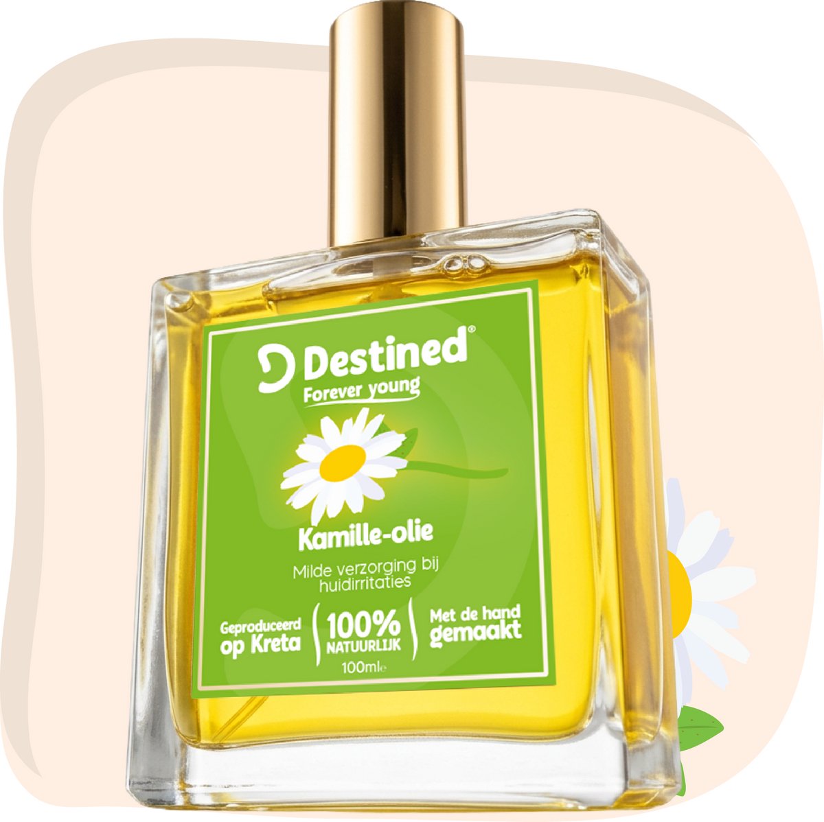 Destined® Kamille olie - 100ml - Chamomile oil - Voor Gevoelige & Geïrriteerde Huid - Kalmeert Roodheid - Extra Mild - Ook Voor Kinderen - 100% Natuurlijk & Handgemaakt in Griekenland - Huidolie/Body oil