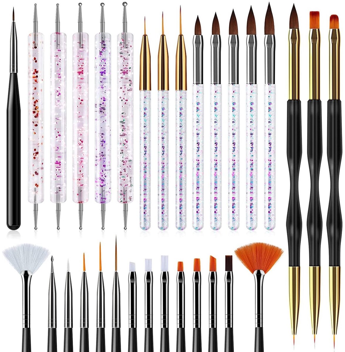 Dailygoods - 31-delige Nail Art Liner Borstelset voor Professioneel Gebruik