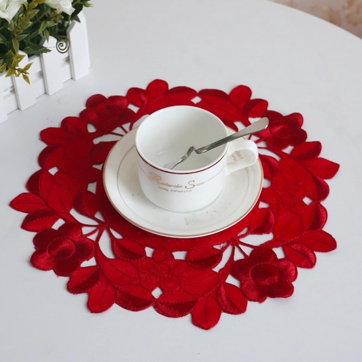 Dailygoods - Set van 6 Retro Kanten Placemat Onderzetters