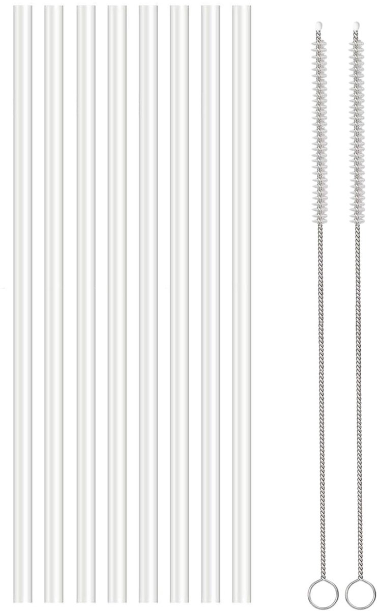 Dailygoods - 8 Stuks Herbruikbare Drinkrietjes met Reinigingsborstels