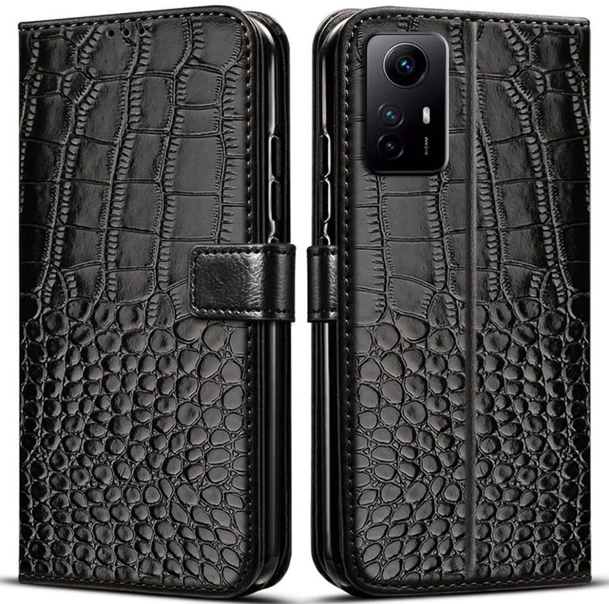 Dailygoods - Premium Lederen Telefoonhoesje voor Redmi Note 12S met Kaartsleuven