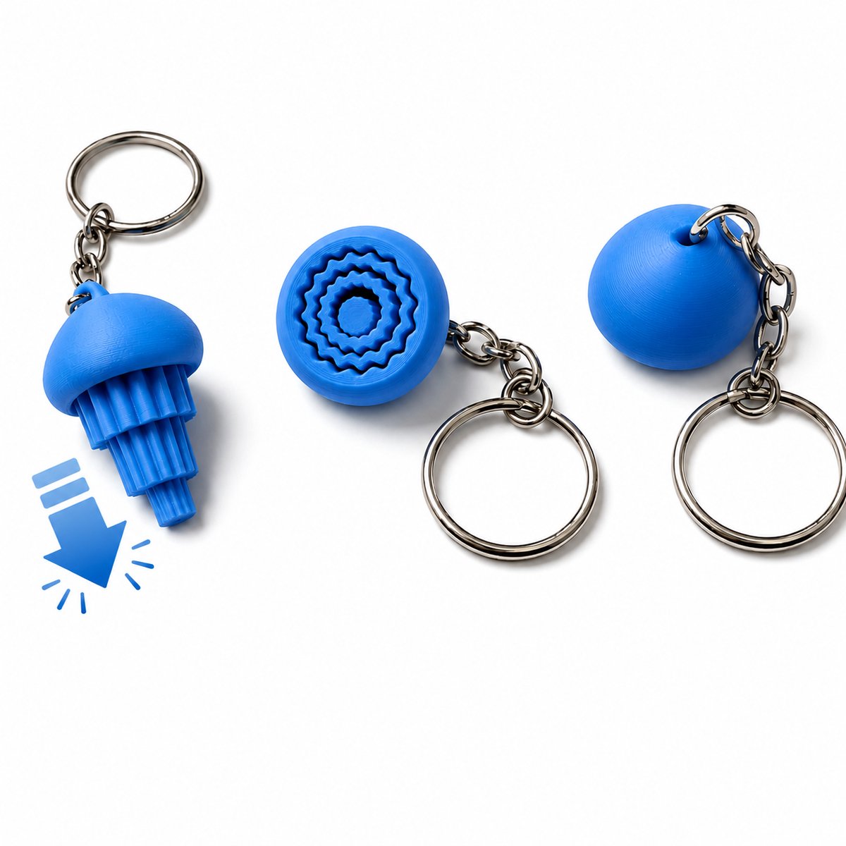 Jellyfish Fidget Toy Sleutelhanger - Anti Stress Speeltje Voor Kinderen En Volwassenen - Sensorisch Friemelspeeltje - Pocket Toy - Fidget Keychain - Cadeau Voor Autisme ADHD Stressvermindering - Print In Place Design - Compact Formaat - Blauw