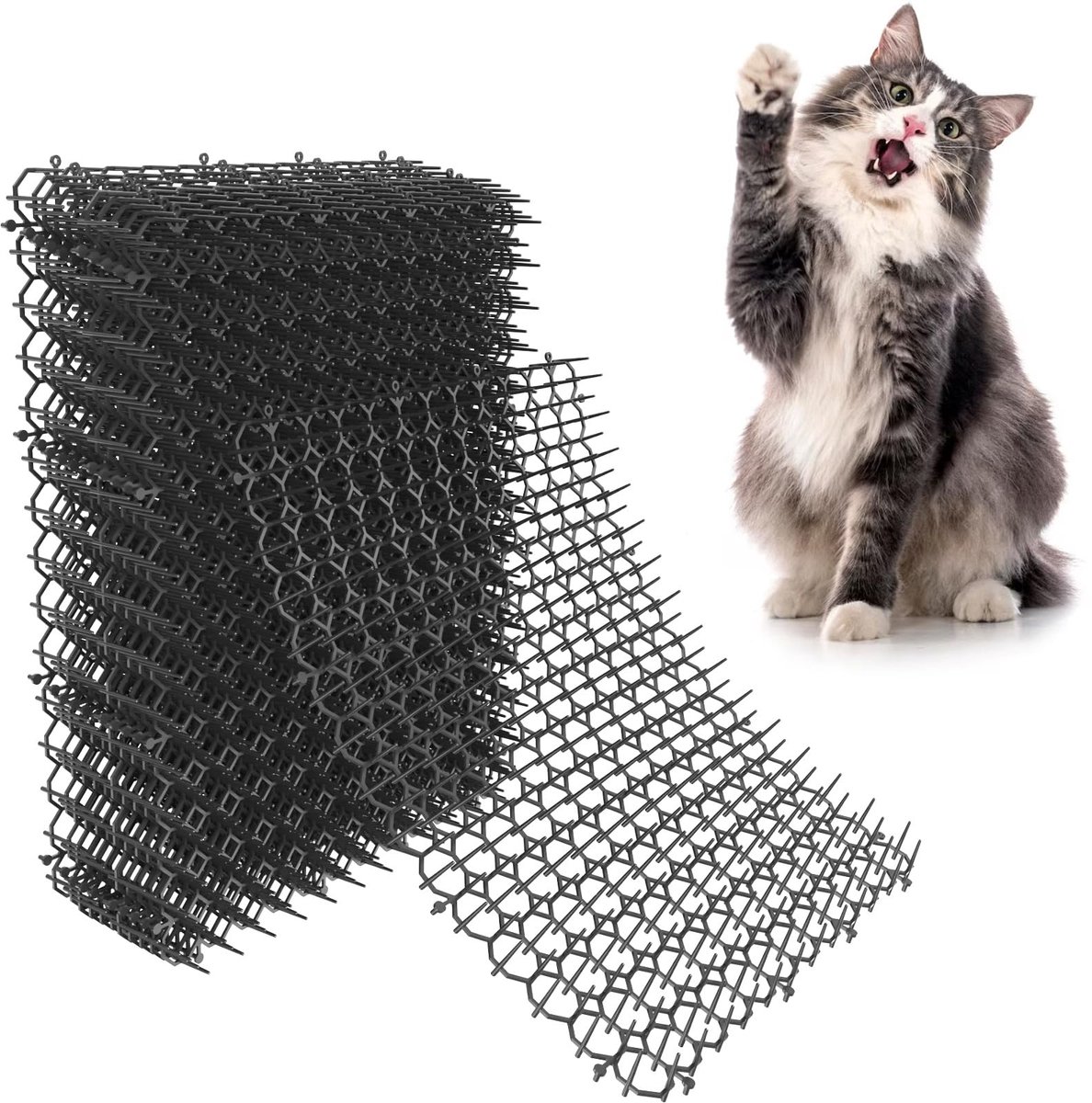 Kattenwerende mat van 42 x 34 cm - zwart - 10 stuks - Afschrikmiddel voor binnen en buiten - geschikt voor planten - meubels en meer - Houd katten en honden op afstand.