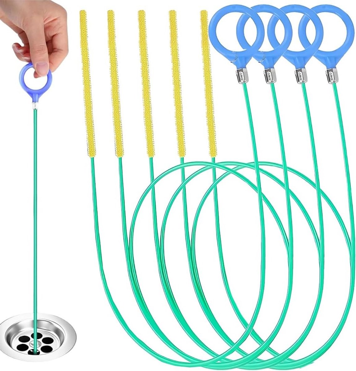 Flexibele afvoerontgrendelaar set van 3, 130 cm, ideaal voor wastafels en keukenspoelbakken, afvoerontstopper en sanitair gereedschap