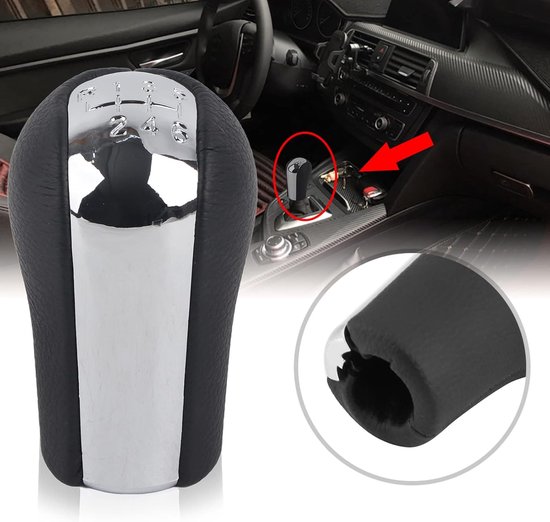Versnellingspookknop Auto - Handmatige Transmissie - Comfortabel Rijden - Directe Vervanging - 8 cm Hoog - Zwart Zilver — afbeelding 2