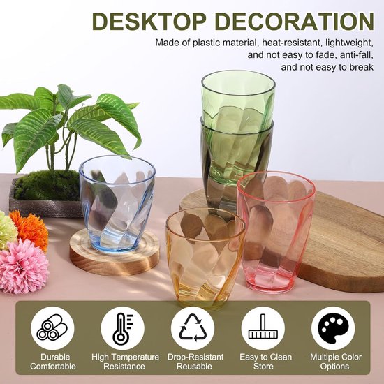 Herbruikbare Kunststof Bekers - Plastic Drinkglazen - Dranken Serveren - Onbreekbaar Stapelbaar - 390 ml - Amber — afbeelding 5