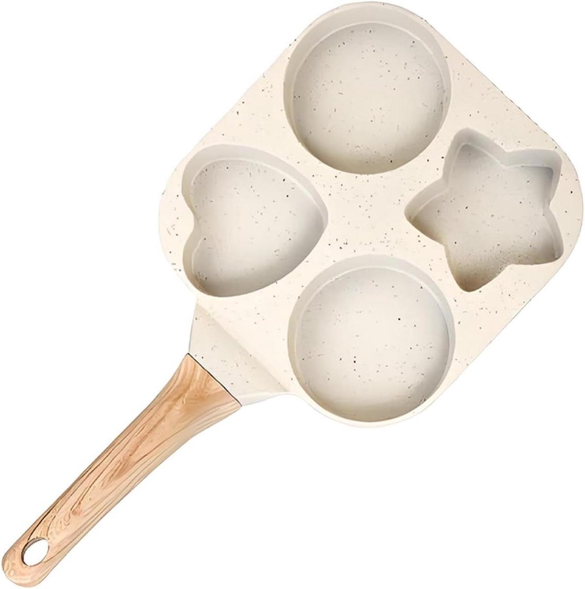 Eierpan - Pannenkoekenpan - Ontbijt Bereiden - Vier Vormen - 4 Kopjes - Crèmekleurig