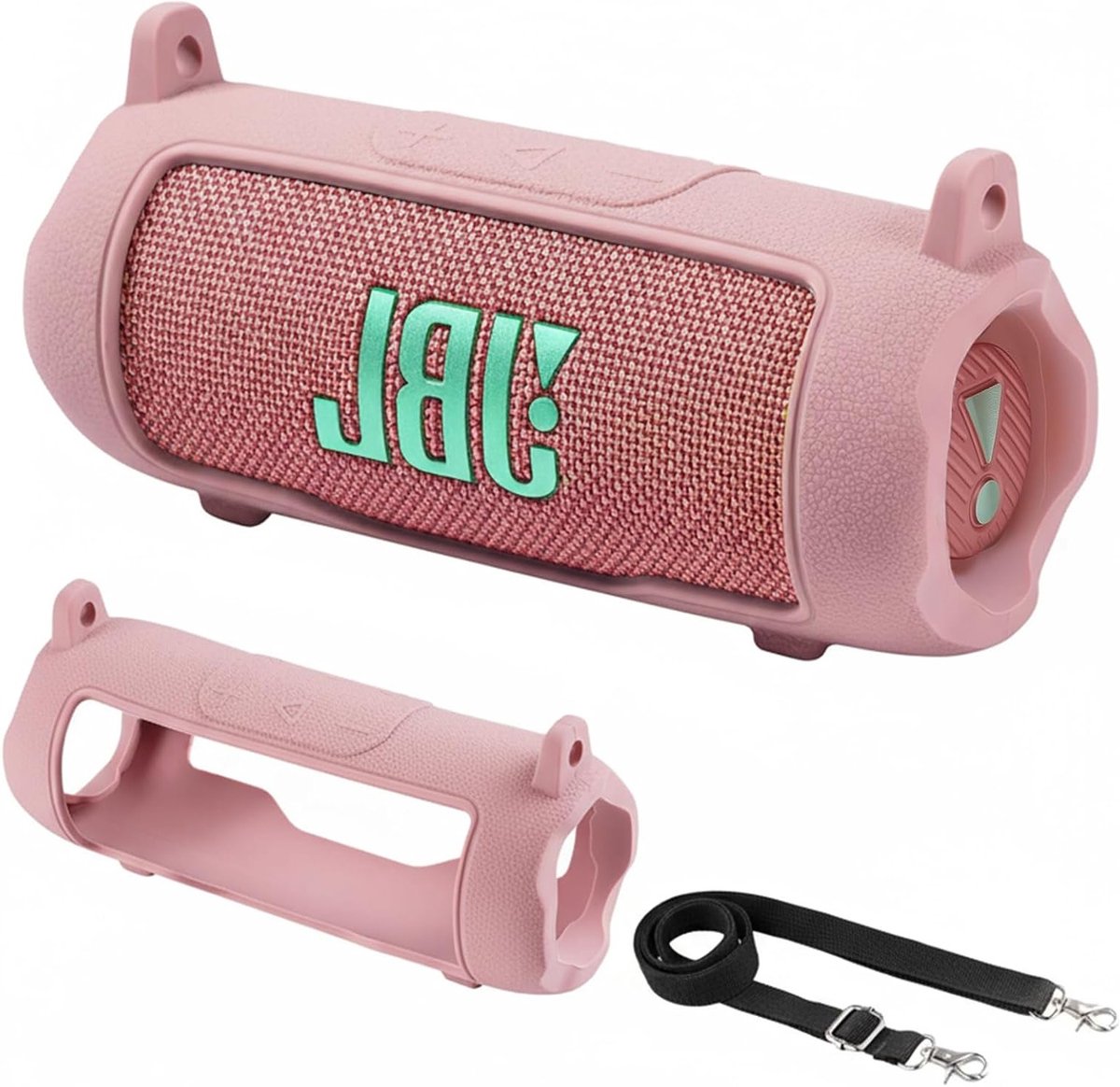 Siliconen Beschermcase voor Draagbare Bluetooth Speaker met Afneembare Schouderband - Geschikt voor JBL Flip 7 - Roze kleur