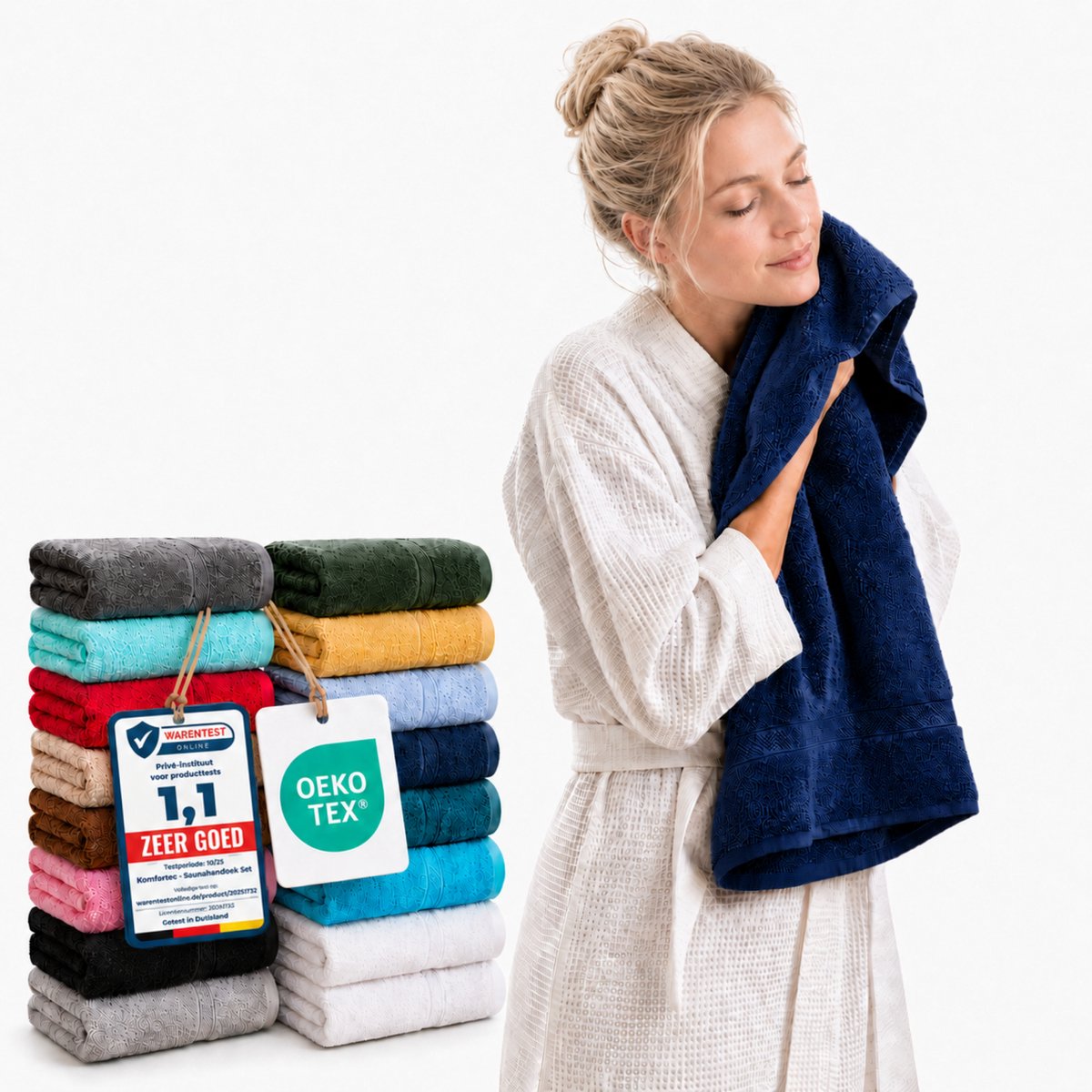 Komfortec 2x Handdoek 50x100 - 100% Katoen – Handdoekenset - Zacht - Marineblauw