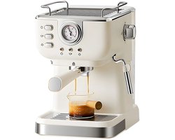 VIEMAE Koffiezetapparaat - Koffiezetapparaat espresso, cappuccino - 20 bar, semi automatisch, 1050W, 1.5L - Stoompijp - Wit