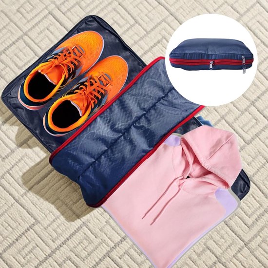 Compressie Zakken - Reis Opbergers - Kleding Opbergen - Dubbele Ruimtebesparing - 37 x 27 cm - Donkerblauw — afbeelding 2