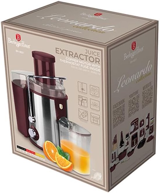 Krachtige Sapcentrifuge - Verse Sappen - Gezond Ontbijten - Twee Snelheden - 363H cm - Bordeaux — afbeelding 5