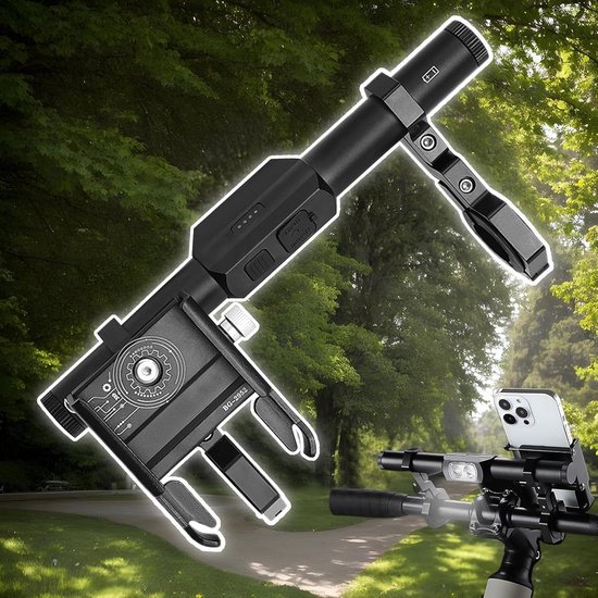 Stuurverlenger Fiets - Telefoonhouder Stuur - Veilig Fietsen - Geïntegreerd LED Licht - 23.2 cm Lengte - Zwart — afbeelding 4