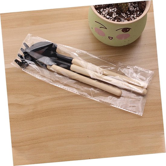 Mini Tuingereedschap - Kleine Hark - Kinder Tuinieren - Duurzaam Houten Handvat - 21 cm Lengte - Zwart — afbeelding 2