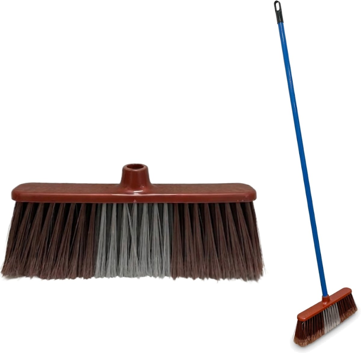 Clean Bezem met Steel - 132x28 cm - Binnenbezem - Voor Parket & Laminaat - Kamerveger - Zaalveger - Zachte Bezem - Straatbezem - Binnen Bezem - Groen/Bruin - Ergonomische Huishoudbezem - Krasvrije Veger voor Gladde Vloeren - Fijnhaar Zachte Borstel