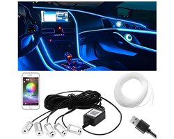 5-in-1 RGB auto LED sfeerverlichting -600 cm glasvezel - app en geluidsgestuurd - 16 miljoen kleuren - universeel voor auto-interieur-USB