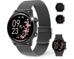 Smartwatch – Nieuw dameshorloge – 1,39-inch scherm – Sporthorloge voor dames – Bellen en gebeld worden – Slaapregistratie en stappenteller – Compatibel met Android 5.0 of hoger / iOS 9.0 of hoger – Zwart – Inclusief 2 horlogebandjes