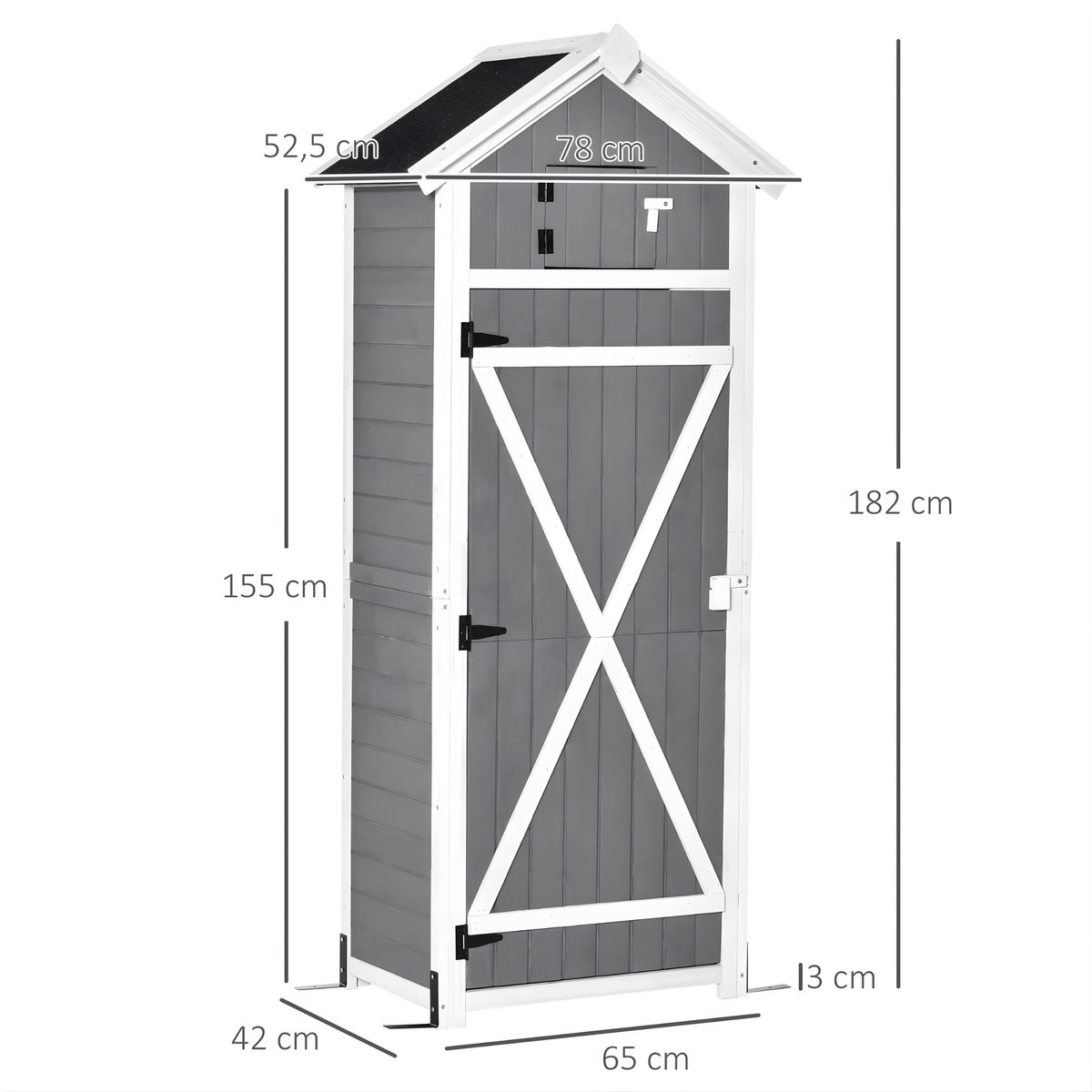 Houten Tuinkast met Deur – Gereedschapskast / Tool Shed met Opklapbare Tafel – Weerbestendige Tuinopslag – Grijs