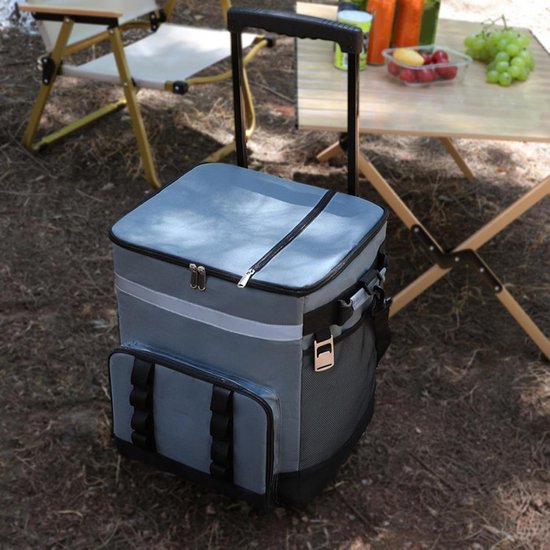 Koelbox op wielen - Waterdichte koeltas - Buitenactiviteiten en reizen - Afneembare wielen - 35 liter inhoud - Donkergrijs van Koelbox. — afbeelding 4