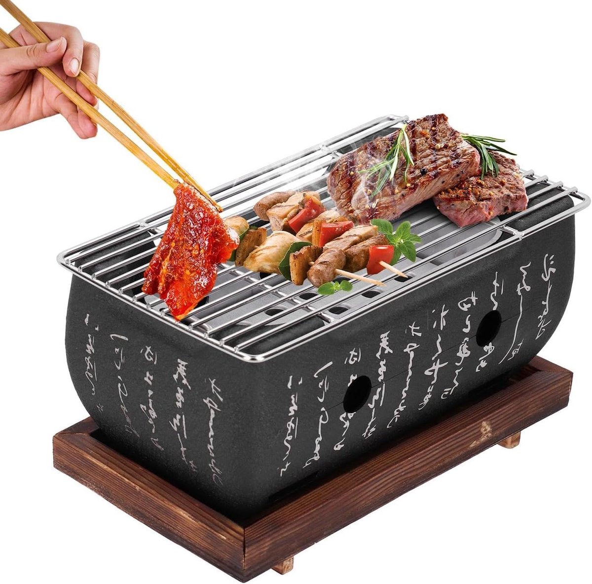 Japanse Barbecue - Houtskool Grill - Outdoor Koken - Draagbaar Tafelmodel - Mini Formaat - Zwart