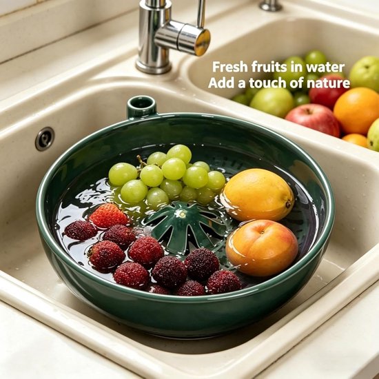 Bessen Waskom - Fruit Spinner - Gezond Eten - Zelfdraaiende Reiniging - 15x8 cm - Groen — afbeelding 3