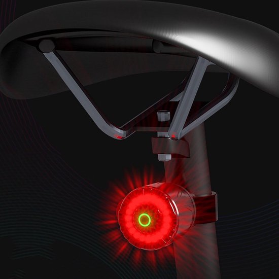 Fiets achterlicht - LED staartlicht - Veilig fietsen - Automatische remdetectie - 350 mAh batterij - Zwart — afbeelding 4