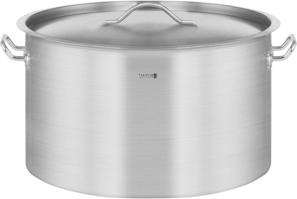 Royal Catering Inductie Kookpan 44 Liter Roestvrij Staal Professionele RVS Kookpot met Deksel RCST-44E3-S (Gietrand Gas Elektrisch en andere Kookplaten)