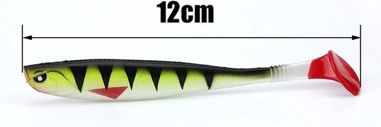 T-Tail Soft Bait 5 Kleuren - Curved Tail - Ribbed Design - Bass Fishing Lures — afbeelding 4