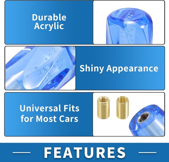 Versnellingspook - Schakelpook Knop - Auto Interieur - Universele Pasvorm - 10cm Stang - Blauw Acryl — afbeelding 5