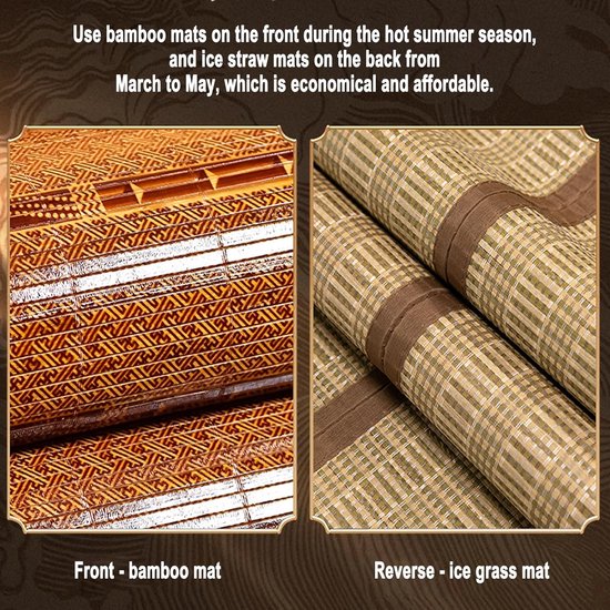 Bamboe Mat - Zomer Mat - Koel Slapen - Dubbelzijdig Gebruik - 0.9x1.9m - Natuurlijk — afbeelding 3