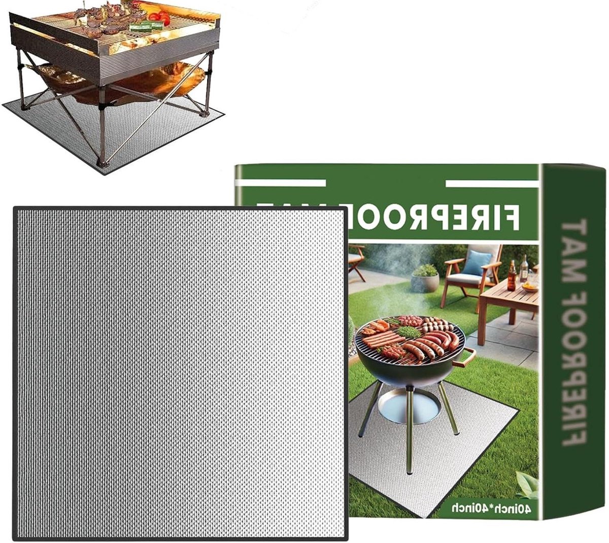 Grillmat - Terrasbeschermer - Barbecue Veiligheid - Vuurvast Waterdicht - 100 x 90 cm - Zwart