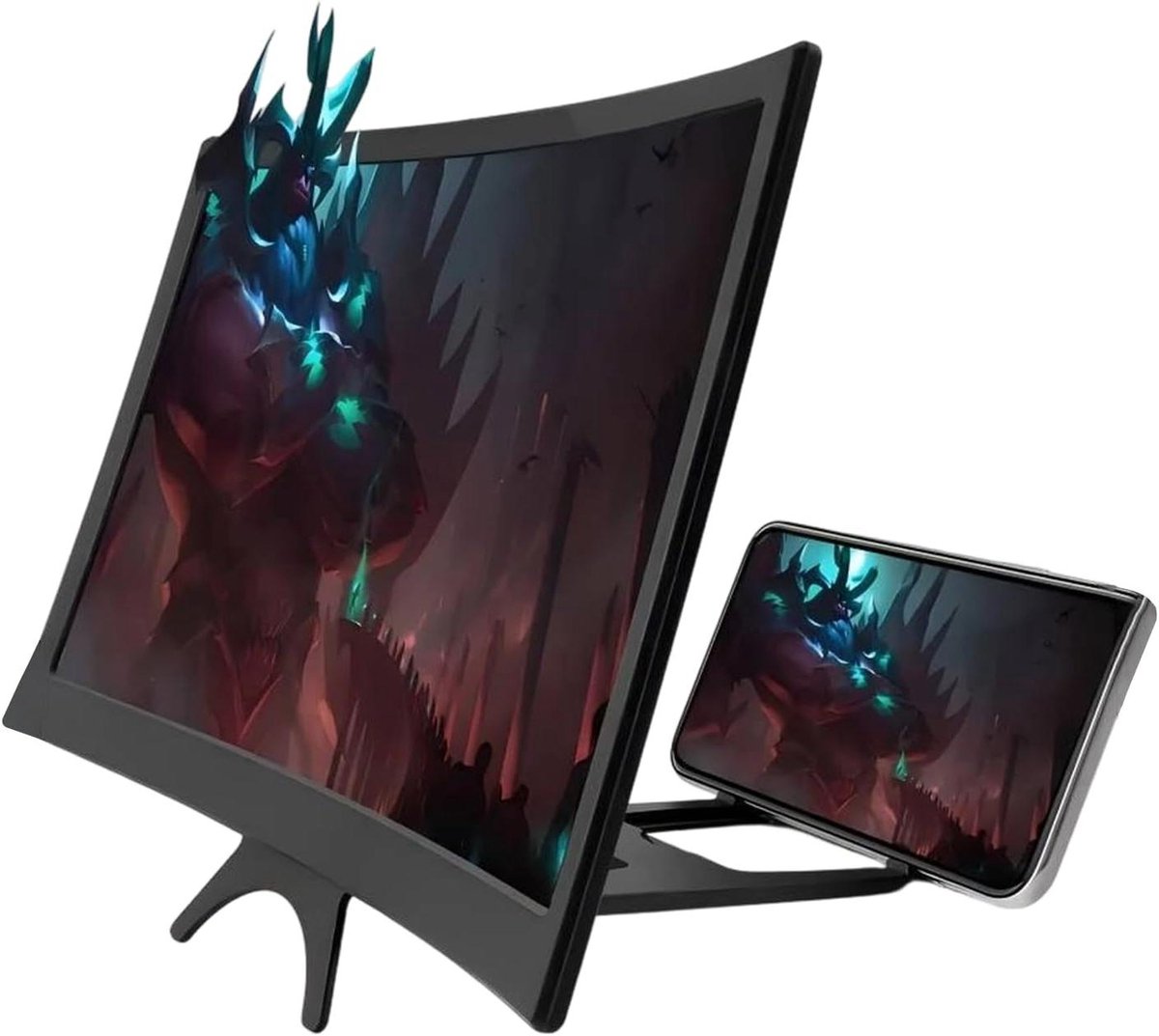 Scherm Vergroter - Telefoon Projector - Film Kijken - Gebogen HD Scherm - 30 cm - Zwart
