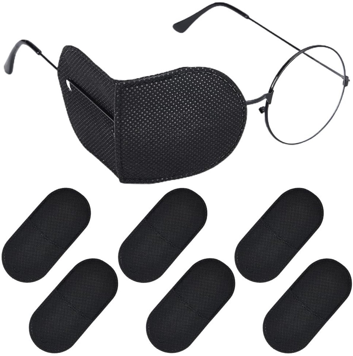 Innovra - Dailygoods - Dailygoody - Ooglapje - Herbruikbare ooglapjes voor amblyopie - 12 stuks - Zwart - Voor volwassenen en peuters - Ondersteuning na operatie