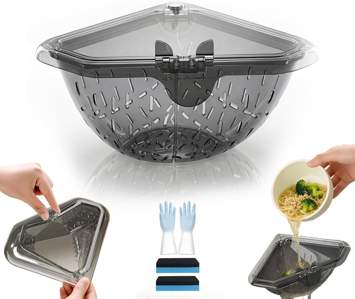 Gootsteen Zeefmand - Afval Vanger - Keuken Opruimen - Magnetische Bevestiging - 17 cm - Grijs