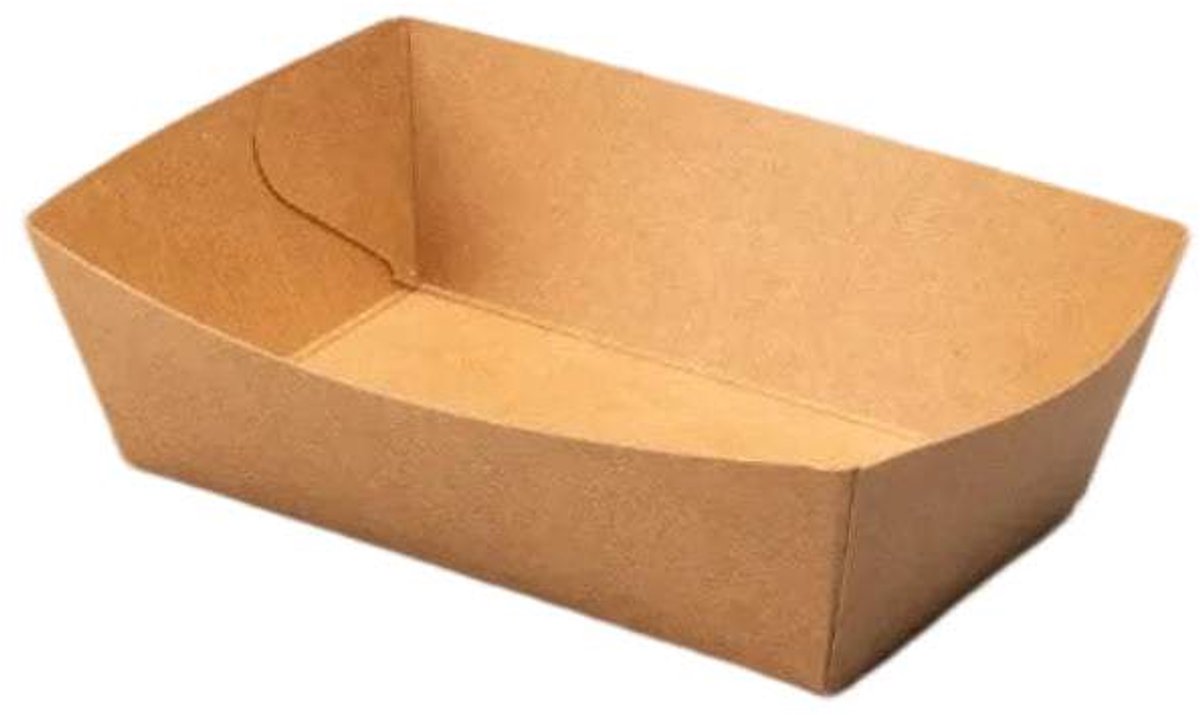 100x BIO Nature kraft frietbakje bruin A9 - Friet patat frites saus friet bakje snack carnaval festival thema feest composteerbare