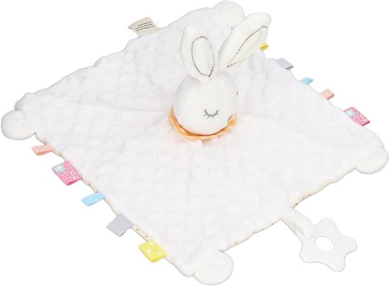 Baby Veiligheidsdeken - Knuffel Konijn - Kalmeren Baby - Met Bijtring - 31 x 35 cm - Wit — afbeelding 5