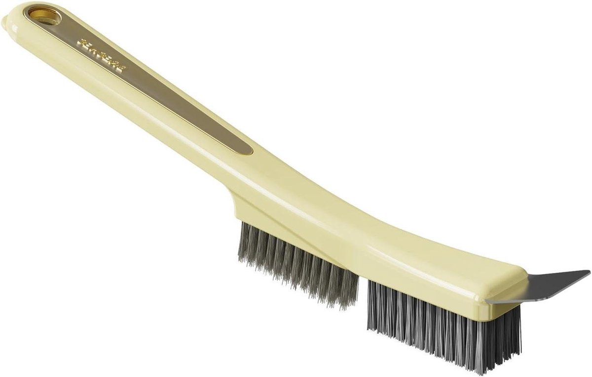 Afwasborstel - Keukenborstel Schrobber - Diep Reinigen - Stevige Staaldraad - 24.5 cm - Geel