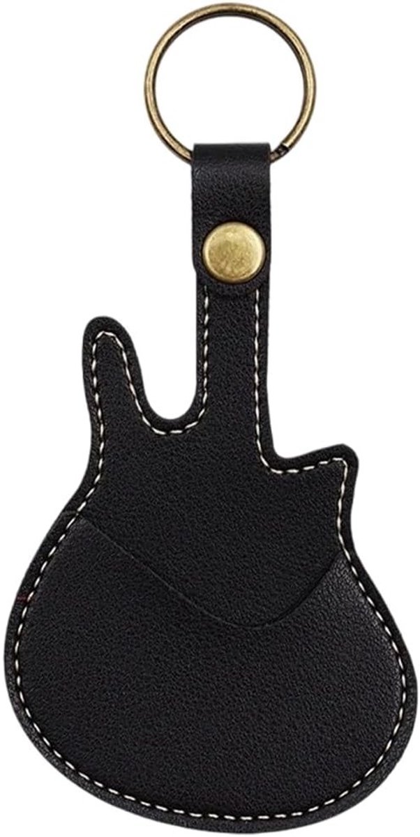 Handgemaakte leren gitaarpicks tas met sleutelhanger - Draagbare opslag voor gitaarpicks, ideaal voor muzikanten en gitaristen