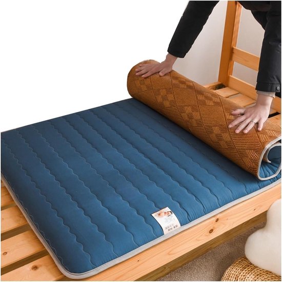 Japanse vloermatras - Opvouwbaar futon - Comfortabel slapen - Huidvriendelijke flanel - 90 x 200 cm - Wit — afbeelding 5