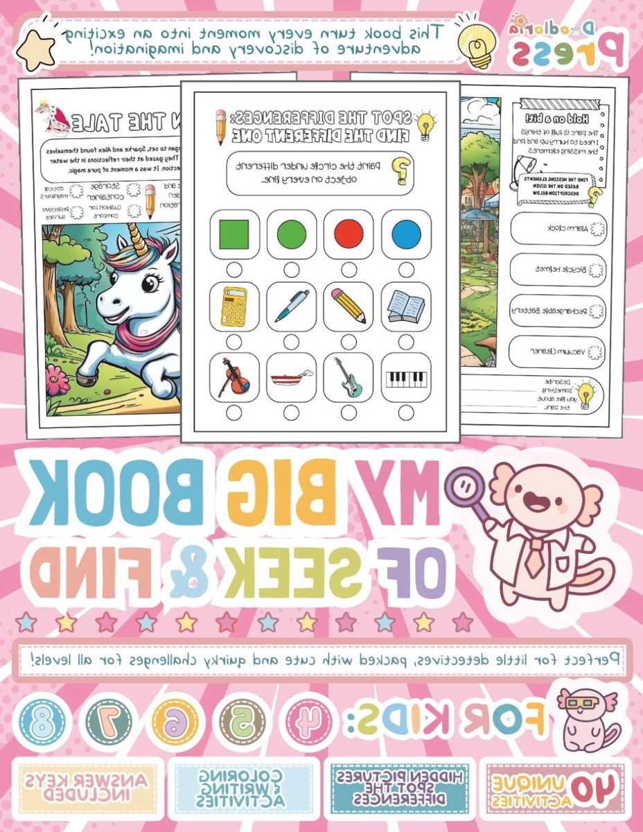 My Big Book Of Seek & Find: 40 Fun Search & Find Challenges — Spot Hidden Objects, Puzzles Activities for Kids Ages 4-8
