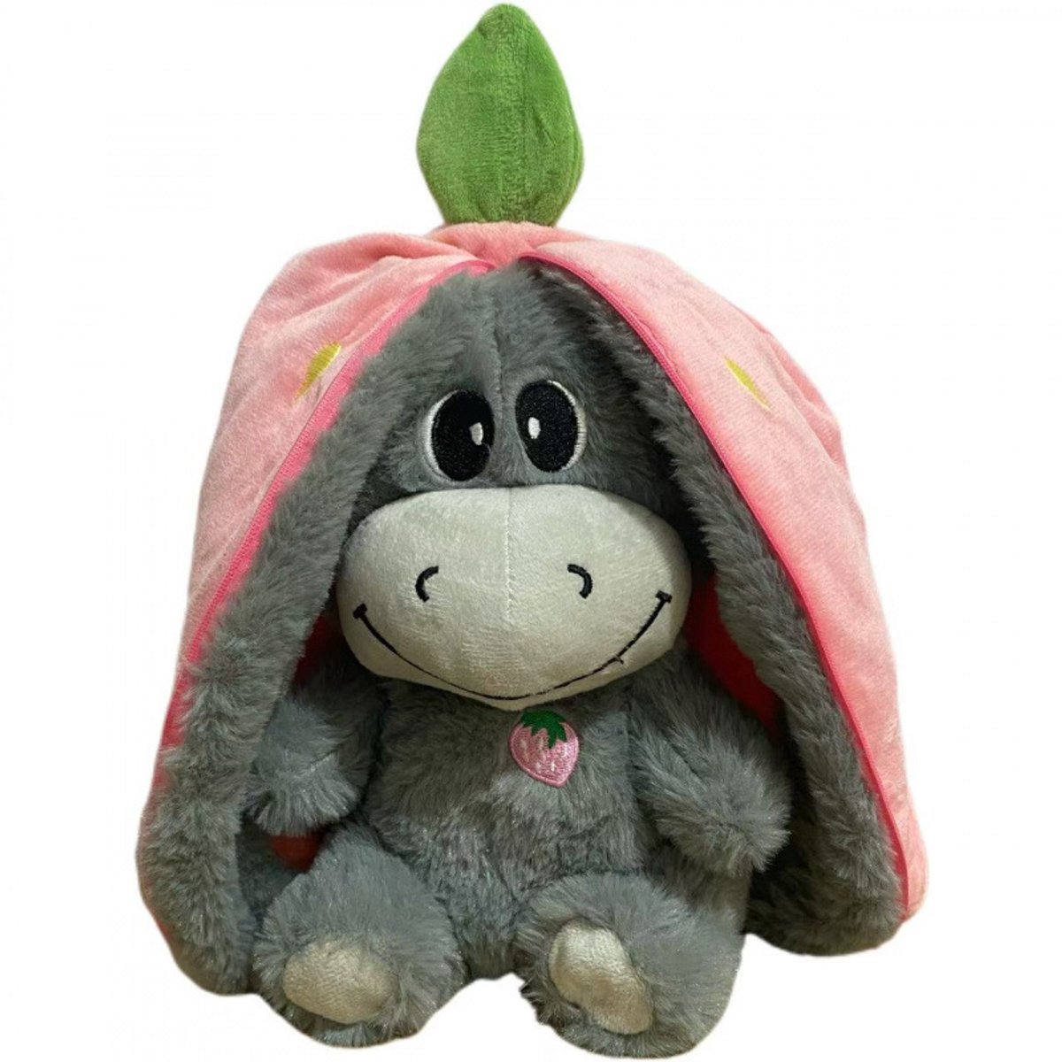 Ademende Knuffel Ezel - Slaapknuffel met Ritmische Ademhaling - Interactieve knuffels - Slaaphulp Baby & Kind - Rustgevende Knuffel - Aardbei & Avocado Design - Roze