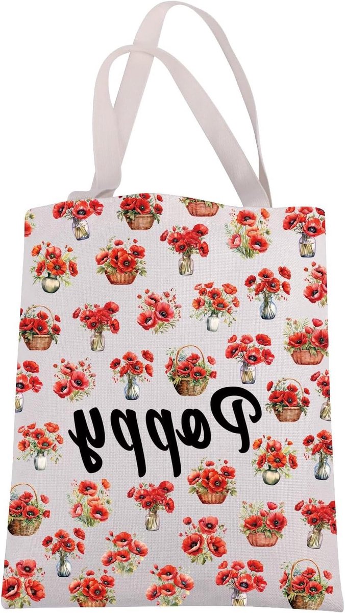 Bloemen Canvas Tas - Schoudertas - Dagelijks Gebruik - Stijlvol Ontwerp - 40 x 33 cm - Rood
