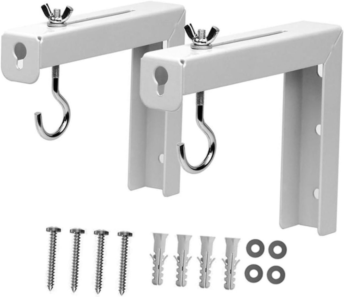 Projectorscherm Beugels - Metalen Ophanging - Filmavond Thuis - Universele Pasvorm - 2 Stuks - Wit