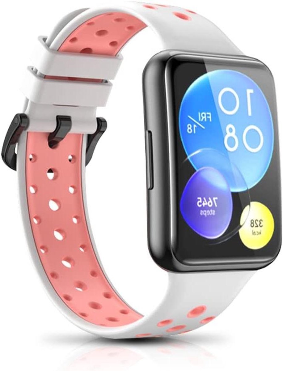 Horloge Band - Sport Band - Dagelijks Gebruik - Ademend Ontwerp - 15 mm Breed - Wit Roze