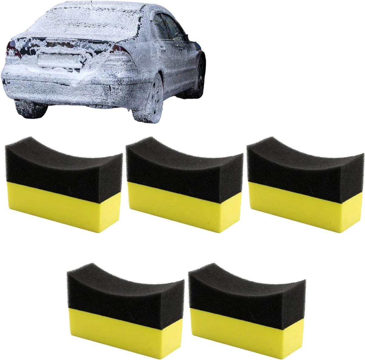 Banden Glans Applicator - Aanbrengpads Schuim - Auto Onderhoud - Dubbele Functionaliteit - 5 Stuks - Zwart