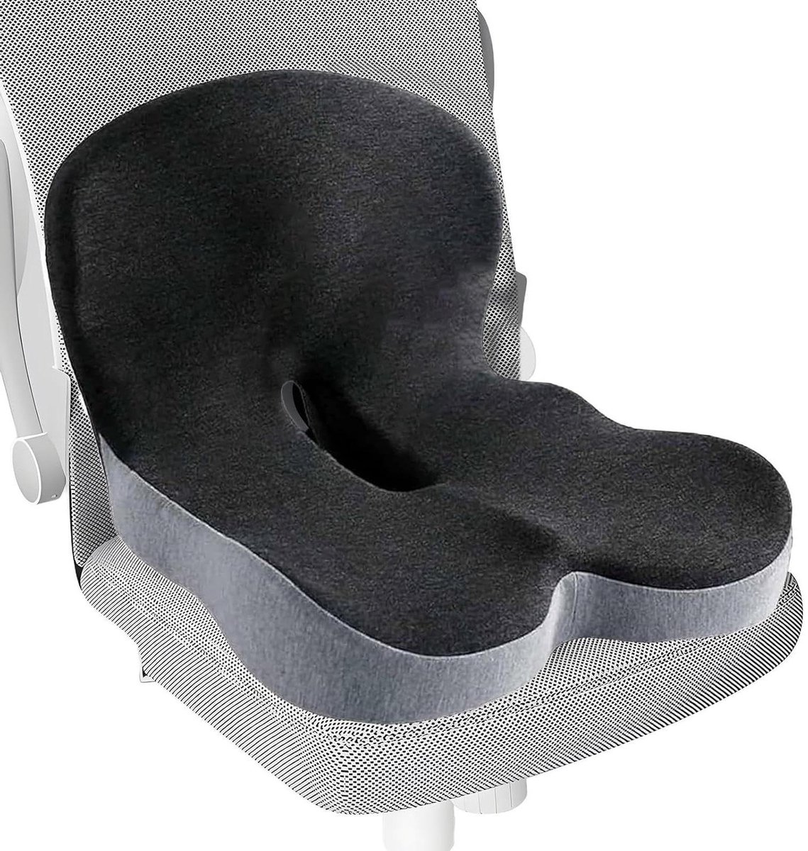 Ergonomisch Zitkussen - Traagschuim Kussen - Comfortabel Zitten - L-vormige Steun - Standaard Maat - Grijs