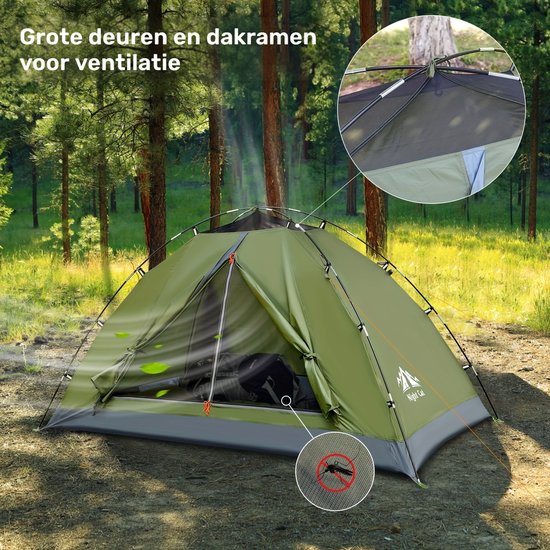 Tent-Camping tent voor 1 persoon-Makkelijke Clip-opzet Campingtent -Compact en Lichtgewicht Draagbaar-Groen. — afbeelding 2