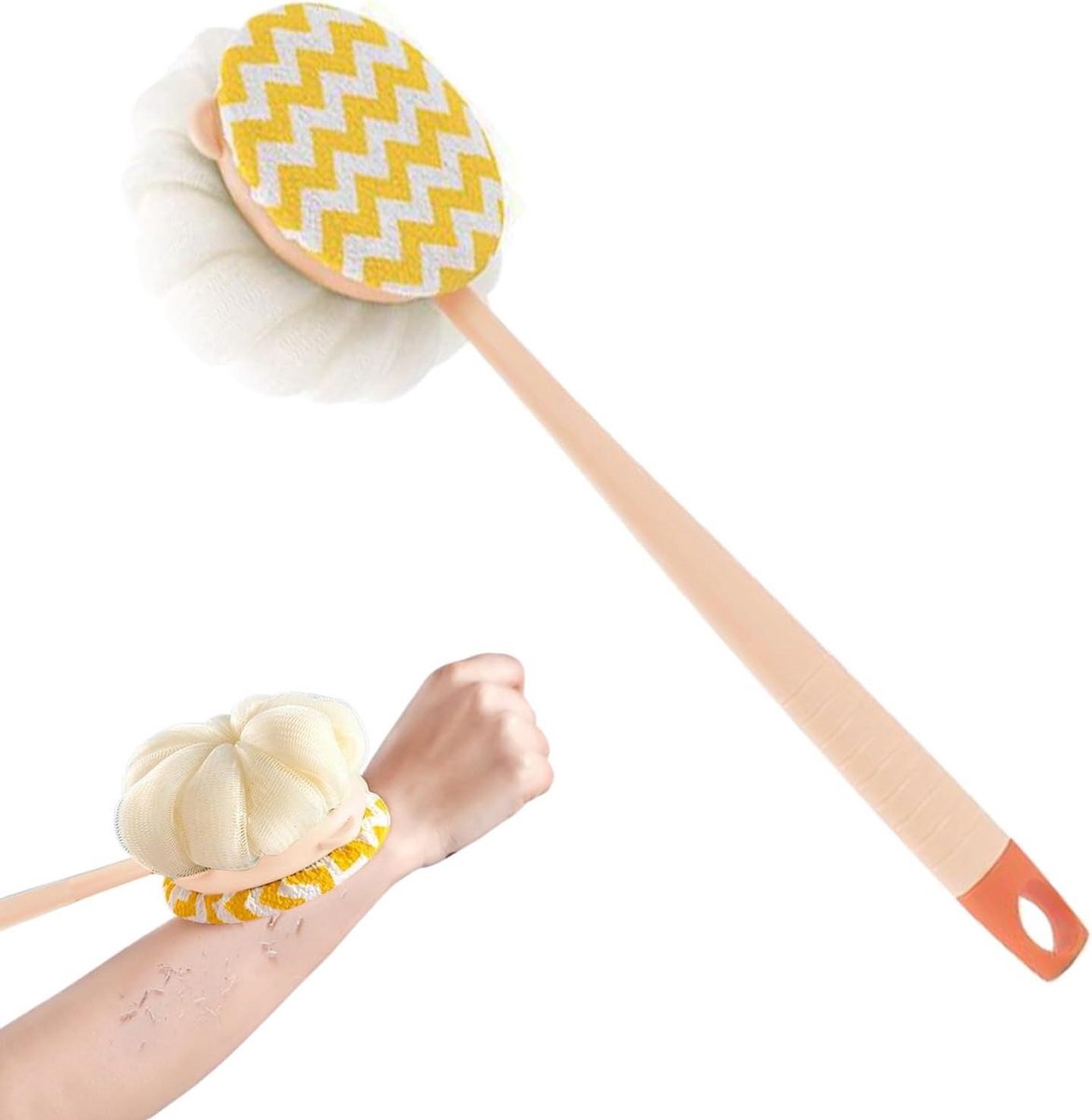Lichaamsborstel - Doucheborstel - Huid Reinigen - Dubbelzijdig Ontwerp - 35 cm Handvat - Grijs