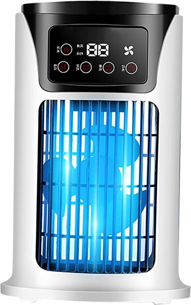 Draagbare koeler - Persoonlijke ventilator - Thuis kantoor - Mist en bevochtiging - 6 snelheden - Wit