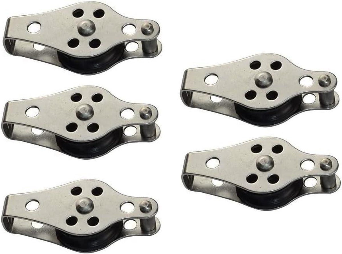 Katrol Set - Touwkatrollen - Zware Lasten Tillen - Roestvrij Staal 316 - 25mm 5 Stuks - Zilverkleurig